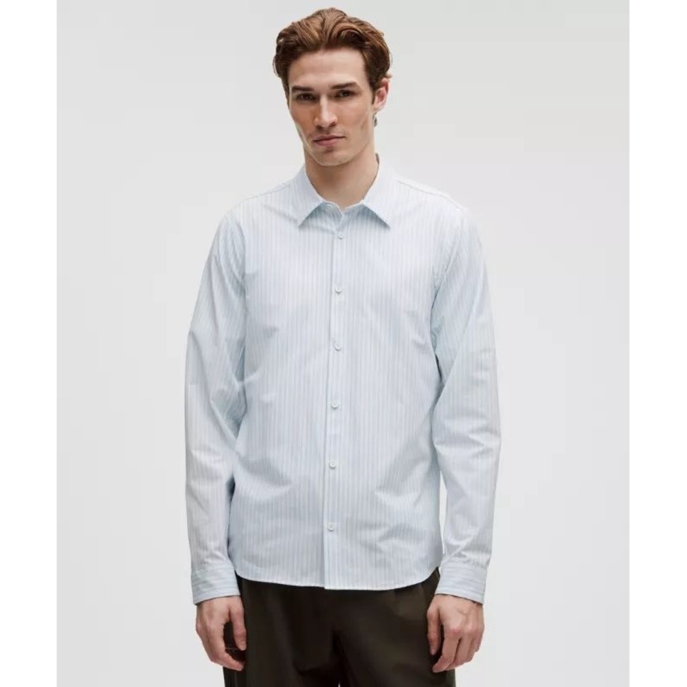 Lululemon Men's Striped Button Down Shirt Blue White Long Sleeve Size M